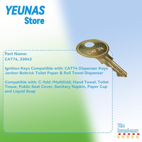 YEUNAS Replacement Keys for Bobrick CAT74 Dispenser 3 Pack