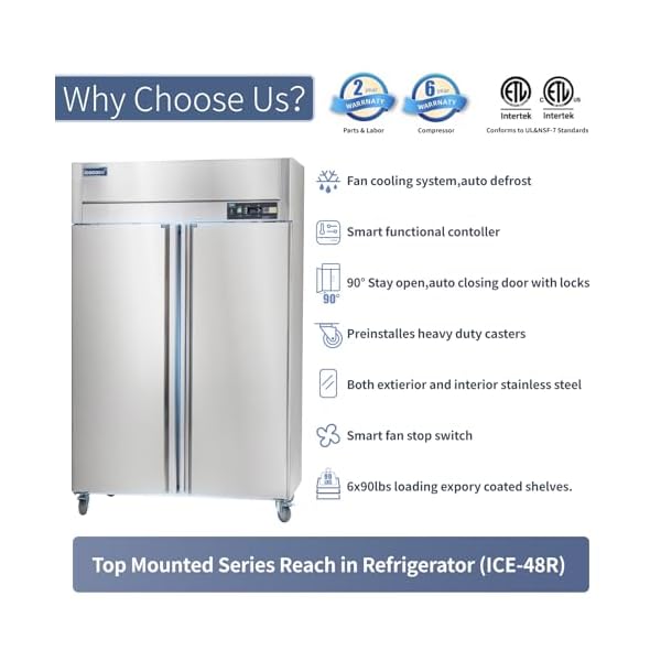   48-W-Commercial-Refrigerator-Reach-in-36-Cuft-2-Solid-Door-Stainless-Steel-Commercial-Refrigerator-Fan-Cooling-for-Restuarant-Bar-Shop-etc