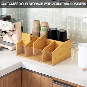   Coffee-Station-Organizer-Coffee-Bar-Organizer-for-Countertop-Farmhouse-Coffee-Caddy-with-Removable-Dividers-Office-Coffee-Bar-Accessories-and-Organizer-for-Coffee-Pods-Syrup-Cups-and-Stirrer