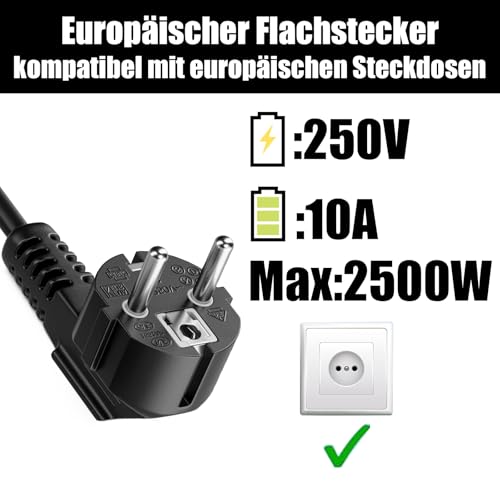 Powice 2 Stück Stromkabel,Steckertyp F 90° auf C5-Stecker Netzkabel,Netzkabel 3 polig 1m,Kaltgerätekabel für Laptops,Schwarz – Bild 4