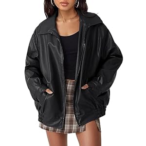 AUTOMET Womens Oversized Leather Jackets Faux Suede Fall Fashion Motorcycle Coats Winter Outfits Clothes Y2k Tops