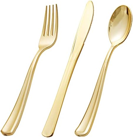 Convivial Gold Plastic Silverware Set