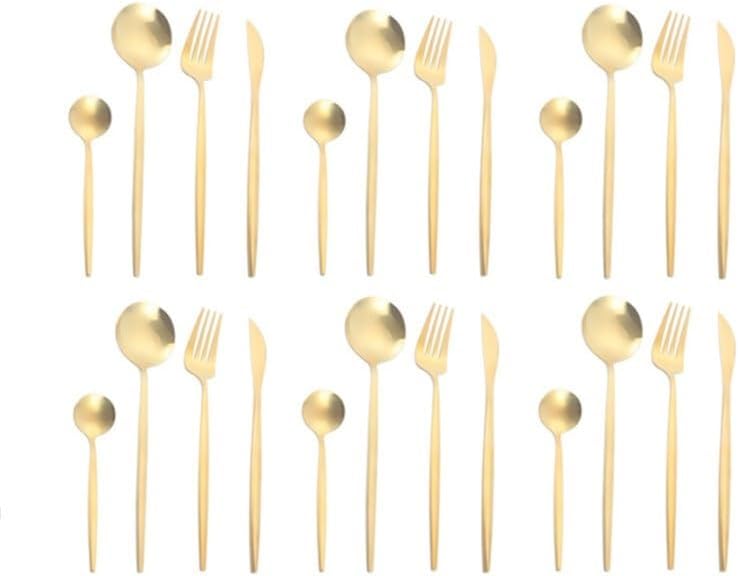 GoodJayven Stainless Steel Flatware Set with 24 Pieces Durable and Reflective Design Perfect for Daily Use