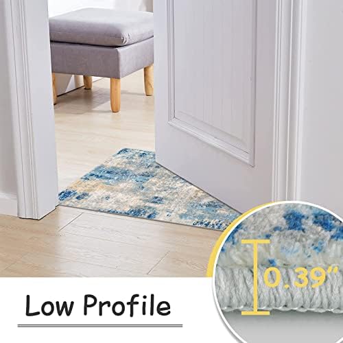 Lahome Modern Abstract Blue Bathroom Rug 2x6