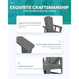 SERWALL 5 Piece Patio Dining Sets HDPE Outdoor Table and Chairs Furniture Set 45 Round Dining Table and 4 Adirondack Dining Chair Gray