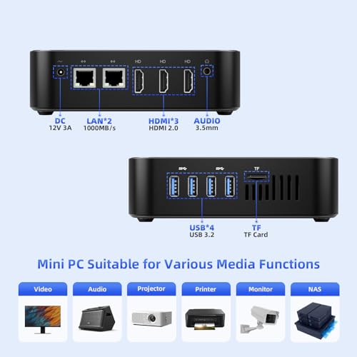 DreamQuest Mini PC Windows 11 Pro Intel N100 (bis zu 3,4 GHz) 16 GB RAM 512 GB SSD Micro Desktop Computer mit 4K HDMI, 2X Gigabit Ethernet/WiFi 5/BT4.2/USB3.2 für Business Office – Bild 8