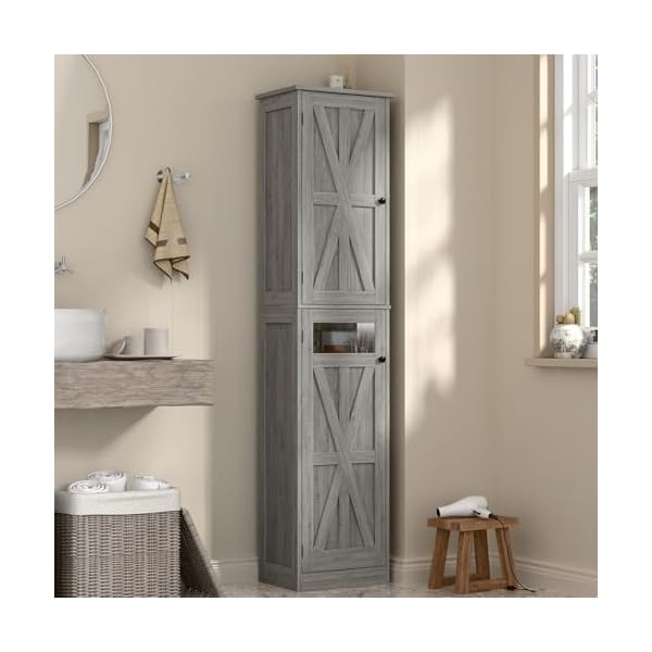   Vabches-Tall-Bathroom-Cabinet-Slim-Bathroom-Storage-Cabinet-with-Adjustable-Shelves-and-2-Doors-Narrow-Floor-Storage-Cabinet-for-Bathroom-Kitchen-Living-Room-Rustic-Grey