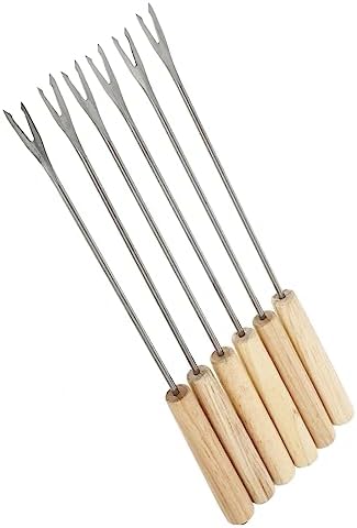 2pcs Oak Handle Fondue Fork Set for Cheese and Fruit