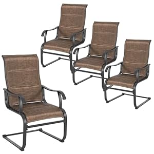 NUU GARDEN Patio Dining Chairs Set of 4, All Weather Outdoor Padded Textilene Patio Chairs, Breathable Spring Motion Textile High Back Outdoor Dining Chairs for Backyard, Lawn, Deck, Brown NUU GARDEN Patio Dining Chairs Set of 4 All Weather Outdoor Padded Textilene Patio Chairs Breathable Spring Motion Textile High Back Outdoor Dining Chairs for Backyard Lawn Deck Brown