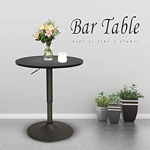 24-Inch Round Bar Table Adjustable Height and Wood Cocktail Pub Table MDF Top 360° Swivel Furniture, Black 24 Inch Round Bar Table Adjustable Height and Wood Cocktail Pub Table MDF Top 360 Swivel Furniture Black