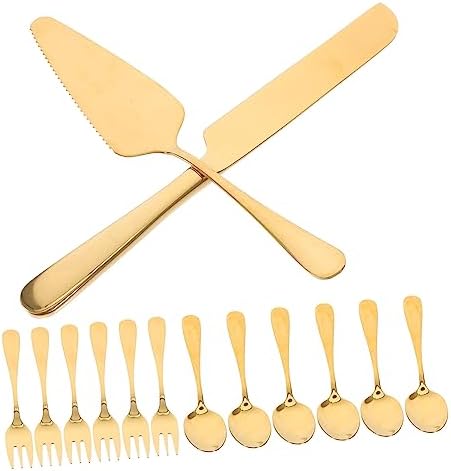 14-Piece Stainless Steel Cake Knives Spatulas and Forks Set