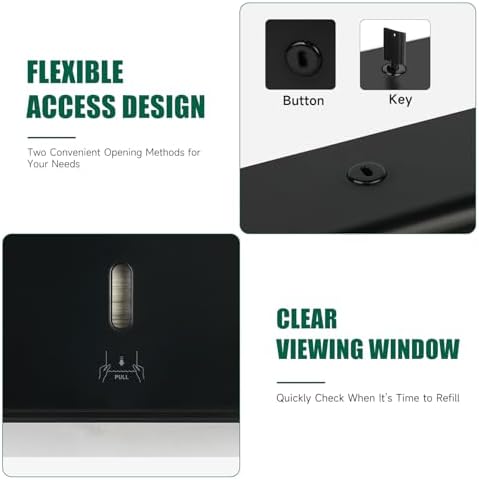 AnyDry Tri-Fold Towel Dispenser - Wall-Mounted 200 Sheets 10x31 Maximum Capacity Black