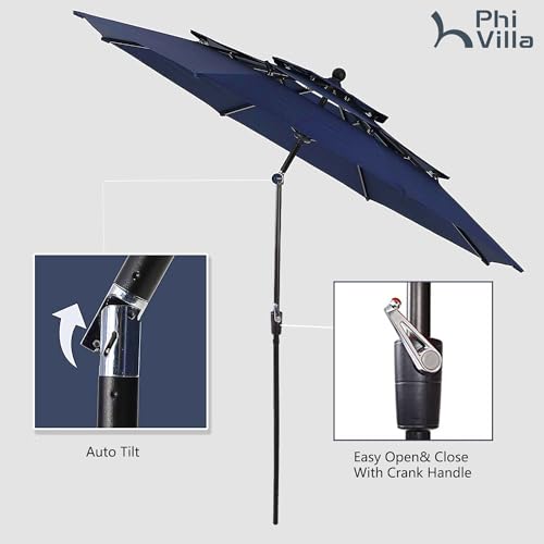 Phivilla5piecespatiodiningsetwith10ftpatioumbrellametalpatiocircletableoutdoorstackablewroughtironchairsetof442largerounddiningtable3tierventeddarkblueumbrella  Urban Country Home Decor Phi villa 5 pieces patio dining set with 10ft patio umbrella metal patio circle table outdoor stackable wrought iron chair set of 4 42 large round dining table3 tier vented dark blue umbrella  urban country home decor