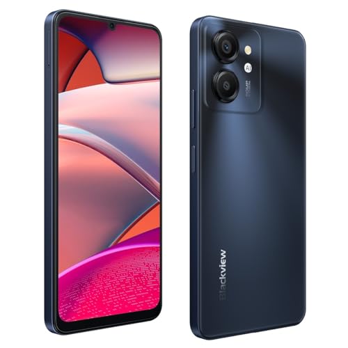 Blackview Color 8 Smartphone Ohne Vertrag, 16GB+128GB, 6,75" FHD+ 90Hz, 50MP+8MP Kamera, 6000mAh Akku, DREI Kartensteckplätze, Android 13 Handy, Smart-K Box Lautsprecher, GPS Schwarz