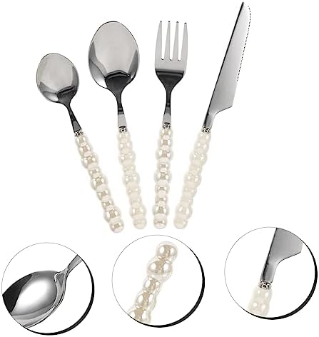 VOSAREA Pearl-Handled Steak Fork and Spoon Set
