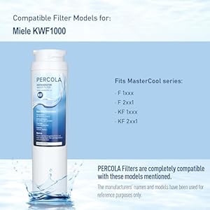 KWF1000 Water Filter NSF 42 372 Certified Filter Replacement for Miele 11513640 KWF1000 Intensive Clear Water Filter for Master Cool Appliances with Ice Maker 3 Pack