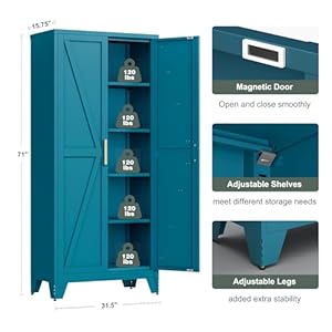   71-Farmhouse-Metal-Storage-Cabinet-with-Barn-DoorsSteel-File-Cabinet-for-Home-OfficeKitchen-Pantry-4-Adjustable-ShelvesFreestanding-Cupboard-for-KitchenHome-Office-Peacock-Blue