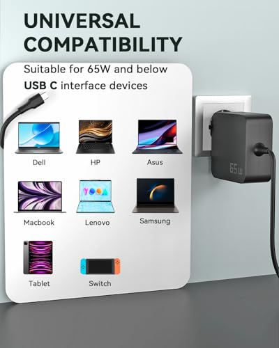 65W USB C Laptop Netzteil Ladegerät für Lenovo Thinkpad Yoga, Asus ZenBook Vivobook, Dell Inspiron Latitude, Acer Swift Chromebook, HP EliteBook ProBook, Huawei Matebook 20V 3,25A Type C Ladekabel – Bild 8
