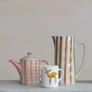 Creative Co-Op Stoneware Painted Design and Strainer, Multicolor Teapot, Multi Creative Co Op Stoneware Painted Design and Strainer Multicolor Teapot Multi