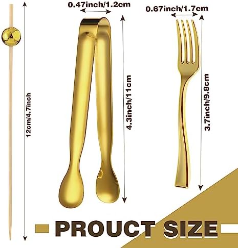 Therwen Gold Cocktail Picks and Appetizer Forks Set 184 Pcs