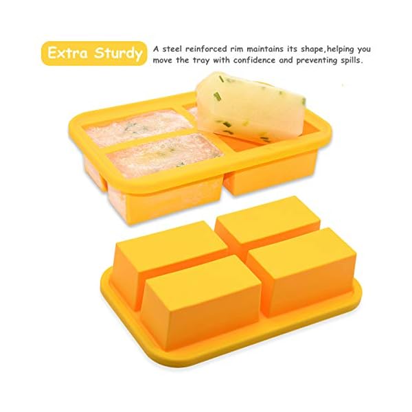   Bangp-1-Cup-Silicone-Freezer-Trays-with-Lid2-PackEasy-Release-Silicone-Freezer-ContainersSoup-Freezer-MoldsFreeze-and-Store-SoupBrothSauceLeftovers-Makes-8-Perfect-1-Cup-Portions