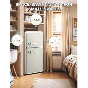   32-CuFt-Small-Compact-Refrigerator-Retro-Double-Door-Mini-Fridge-with-Freezer-7-Adjustable-Temperature-Settings-Removable-Glass-Shelves-for-Dorm-Office-Bedroom-Apartment-White