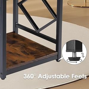 Mini Fridge Table with Storage Industrial End Table Square Bedside Table with Large Capacity Storage Metal Frame Nightstand Coffee Stand Printer Table for Living Room Bedroom Rustic Brown