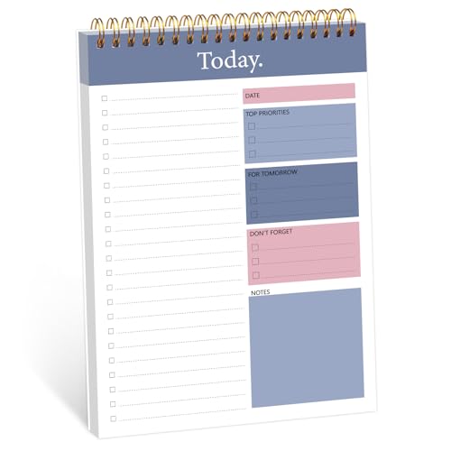 To Do List Notepad - Daily Planner Notepad Undated 52 Sheets, 6.5" x 9.8" Planning Pad Checklist Productivity Note Pad for Work and Personal Organized