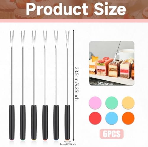 Mozeat Lens 6-Piece Stainless Steel Fondue Forks Heat-Resistant Handle
