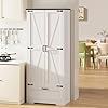   Shintenchi-Kitchen-Pantry-Cabinet-Freestanding-Farmhouse-Storage-Cabinet-with-4-Shelves-and-1-Drawer-Tall-Cupboard-for-Kitchen-Living-Room-Dining-Room-and-Bathroom-White