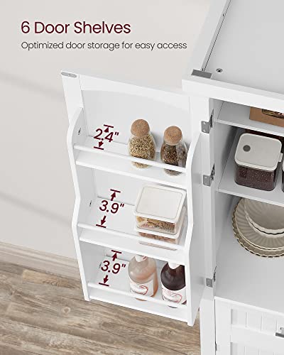VASAGLE-Pantry-Cabinet-157-x-30-x-717-Inches-Freestanding-Tall-Cupboard-Storage-Cabinet-with-a-Drawer-2-Cabinets-4-Adjustable-Shelves-6-Door-Shelves-Living-Room-Kitchen-White-UBBC561P31V2 VASAGLE Pantry Cabinet 157 x 30 x 717 Inches Freestanding Tall Cupboard Storage Cabinet with a Drawer 2 Cabinets 4 Adjustable Shelves 6 Door Shelves Living Room Kitchen White UBBC561P31V2