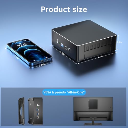 Thdeukoty Mini Computer i9-12900H, Desktop PC Windows 11 Pro, 64G RAM 1T Pcie 4.0 SSD, Dual LAN WiFi 6E Bluetooth 5.3 für Home Business, DP/HDMI/Typ-C-Dreifachdisplay, VESA – Bild 8