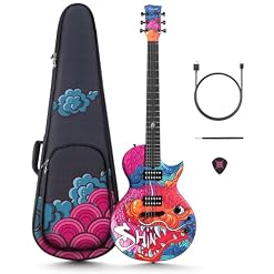 Enya Guitare électrique Shinichi Kobayashi Signature Loong Nova Go Sonic Guitare électrique intelligente en fibre de carbone avec haut-parleur sans fil 10 W, préréglages intégrés, câble de chargement - Les Beatles, Paul McCartney, John Lennon, RIngo Starr, George Harrison