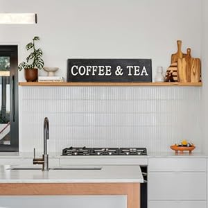 Synovana Coffee and Tea Sign Rustic Metal Coffee Bar Accessories Wall Art Sign Hanging Coffee Sign for Kitchen Wall Decor 358 x 98 x 04