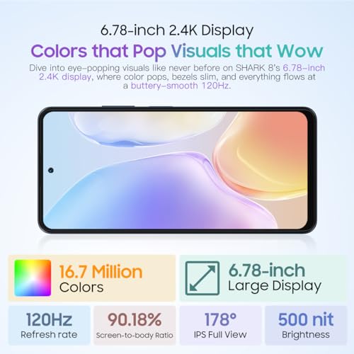 Blackview Shark 8 Smartphone Ohne Vertrag, 16GB+256GB, 6,78" FHD+ 120Hz, 64MP+13MP Kamera, 33W Schnellladung, DREI Kartensteckplätze, Android 13 Handy, Smart-K Box Lautsprecher, GPS NFC Schwarz – Bild 4