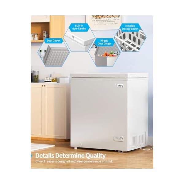   TABU-70-Cubic-Feet-Chest-FreezerTop-Opening-Deep-Freezer-with-Removable-Basket-Freestanding-Compact-Chest-Deep-Freezer-with-7-Level-Adjustable-Thermostat-White-70-CuFt