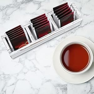 Namalu Wooden Tea Bag Organizer Small Whitewashed Tea Box with Handle and 3 Compartments Farmhouse Mini Tea Bag Holder Divided Chest Countertop Container for Coffee Bar Beverage Supplies