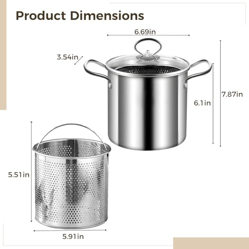 HomaissonStainless Steel Vegetable Steamer 63in with Strainer and Lid
