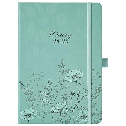 Academic Diary 2024-2025 - A5 Diary 2024-2025 Week to view, from August 2024 to July 2025, 2024-2025 Academic Diary with Elegant Hardcover, Elastic Pen Holder, Back Pocket, 21.3 x 14.7 x 1.6 cm