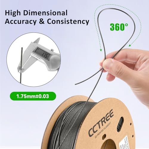 CCTREE PETG 3D Drucker Filament 1,75 mm, Ausgezeichnete Zähigkeit, Maßgenauigkeit +/- 0.03mm, 1kg Spule (2.2lbs), für most FDM 3D Drucker, Galaxy Schwarz – Bild 5