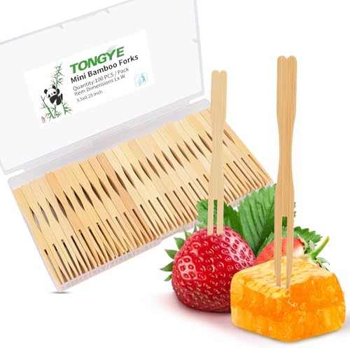 Tongye Mini Bamboo Forks - Appetizer Cutlery Set 100PCS