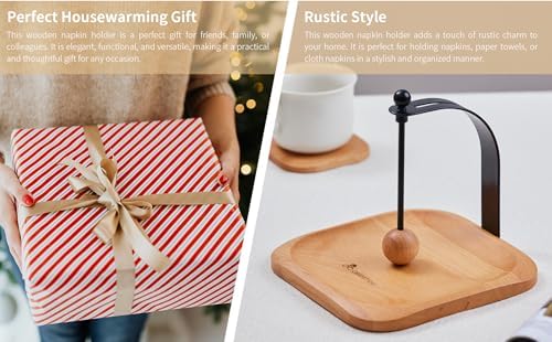 Beechwood Napkin Holder Elegant Wood Square for Table Dispenser