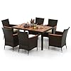   HAPPYGRILL-7-Pieces-Rattan-Wicker-Patio-Dining-Set-Outdoor-Dining-Set-with-Cushions-Large-Dining-Table-with-Acacia-Wood-Top-Outside-Dining-Furniture-Set-with-Umbrella-Hole