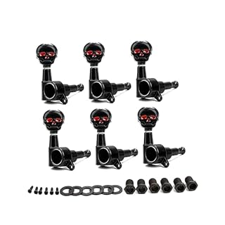 Lot de 6 mécaniques d’accordage de guitare – 6 boutons droits en forme de crâne – Accessoires de guitare - Les Beatles, Paul McCartney, John Lennon, RIngo Starr, George Harrison