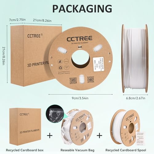 CCTREE PETG 3D Drucker Filament 1,75 mm, Ausgezeichnete Zähigkeit, Maßgenauigkeit +/- 0.03mm, 1kg Spule (2.2lbs), für most FDM 3D Drucker, Weiß – Bild 8