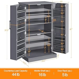   Yaheetech-41-H-Kitchen-Pantry-Storage-Cabinet-with-Doors-Adjustable-Shelves-Freestanding-Cupboard-Food-Cabinet-for-Dining-RoomLiving-Room-Dark-Gray