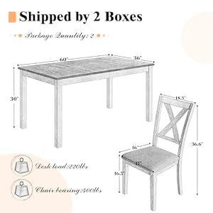 7-Piece Farmhouse Solid Wood Dining Table Set with 6 Chairs, 60" Rectangular Dining Table & Chair Set for 6 People, Dining Table with Wood Legs, Table Set for Dining room, Kitchen, Rustic Cream 7 Piece Farmhouse Solid Wood Dining Table Set with 6 Chairs 60 Rectangular Dining Table Chair Set for 6 People Dining Table with Wood Legs Table Set for Dining room Kitchen Rustic Cream