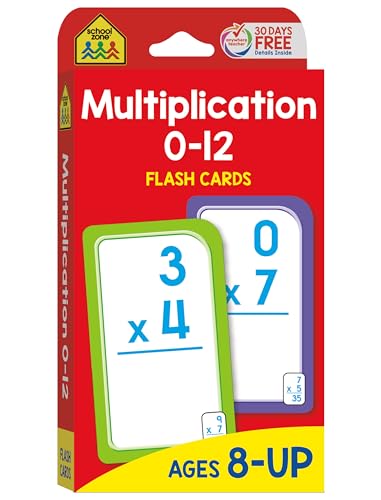 School Zone - Multiplication 0-12 Flash Cards - Ages 8+, 3rd Grade, 4th Grade, Elementary Math, Multiplication Facts, Common Core, and More