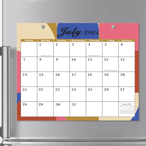 Magnetic Calendar for Fridge Calendar 2024/25, 18 Month Calendar July 2024-2025 Fridge Calendars UK Retro Calendar 2024 Monthly Planner Family Organiser Work Reminders of Events Appointments
