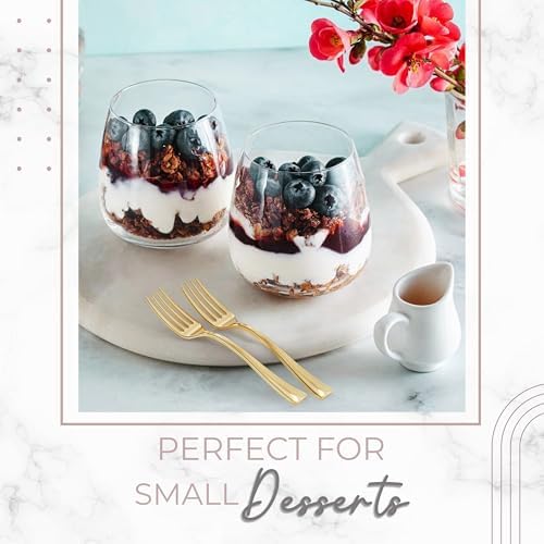 Exquisite Mini Gold Disposable Dessert Forks - Pack of 100
